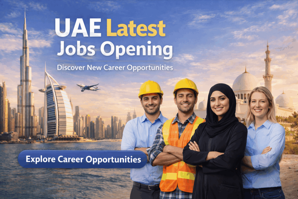 UAE latest jobs opening across multiple industries including construction, administration, and professional roles